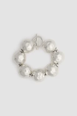 Armband mit gehämmerter Kugel aus versilbertem Messing