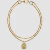 Bocca-Halskette mit Charm aus vergoldetem Messing