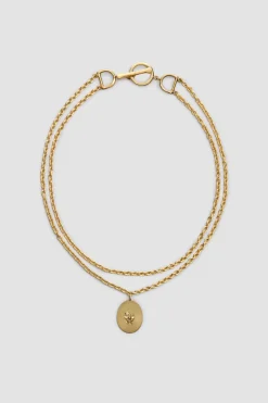 Bocca-Halskette mit Charm aus vergoldetem Messing