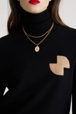 Bocca-Halskette mit Charm aus vergoldetem Messing