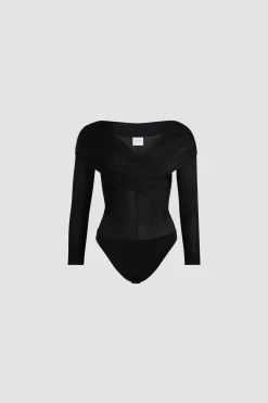 Body mit gewickelter Vorderseite aus Stretch-Jersey