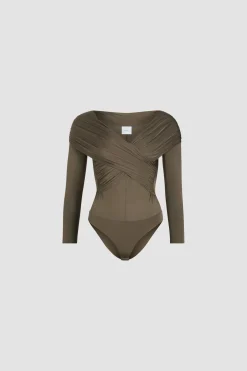 Body mit gewickelter Vorderseite aus Stretch-Jersey