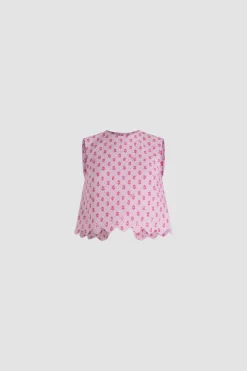 Crop-Top aus bedruckter gesteppter nachhaltiger Viskose