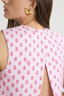 Crop-Top aus bedruckter gesteppter nachhaltiger Viskose