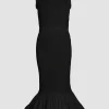 Gesmoktes Fischschwanz-Midikleid aus recycelter Faille