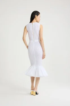 Gesmoktes Fischschwanz-Midikleid aus recycelter Faille