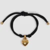 Herz-Armband aus vergoldetem Messing und Baumwolle
