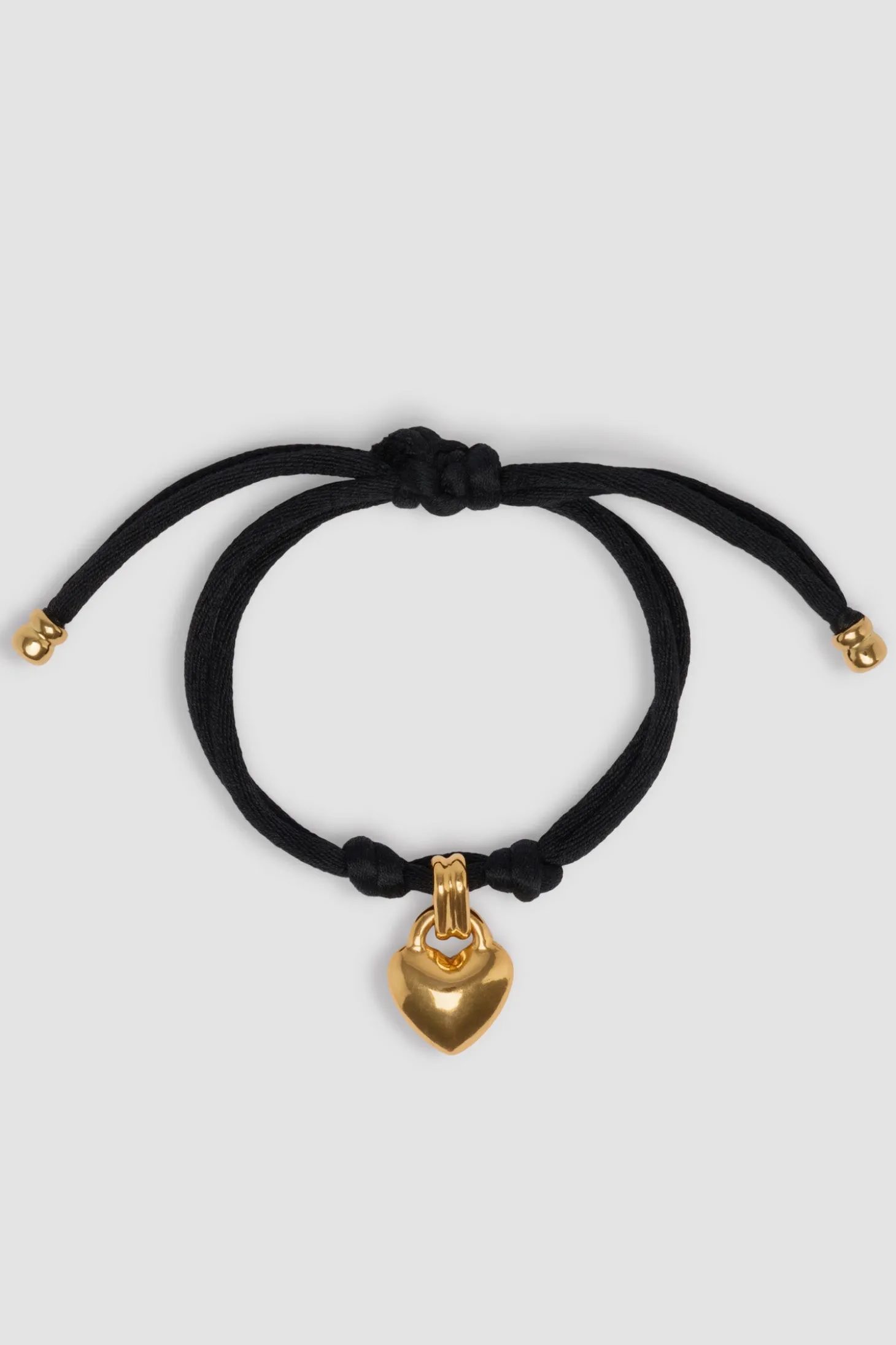 Herz-Armband aus vergoldetem Messing und Baumwolle