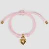 Herz-Armband aus vergoldetem Messing und Baumwolle