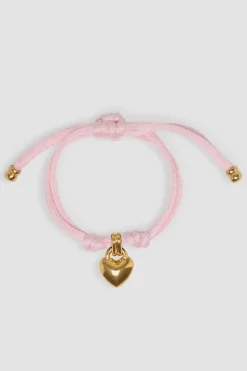 Herz-Armband aus vergoldetem Messing und Baumwolle