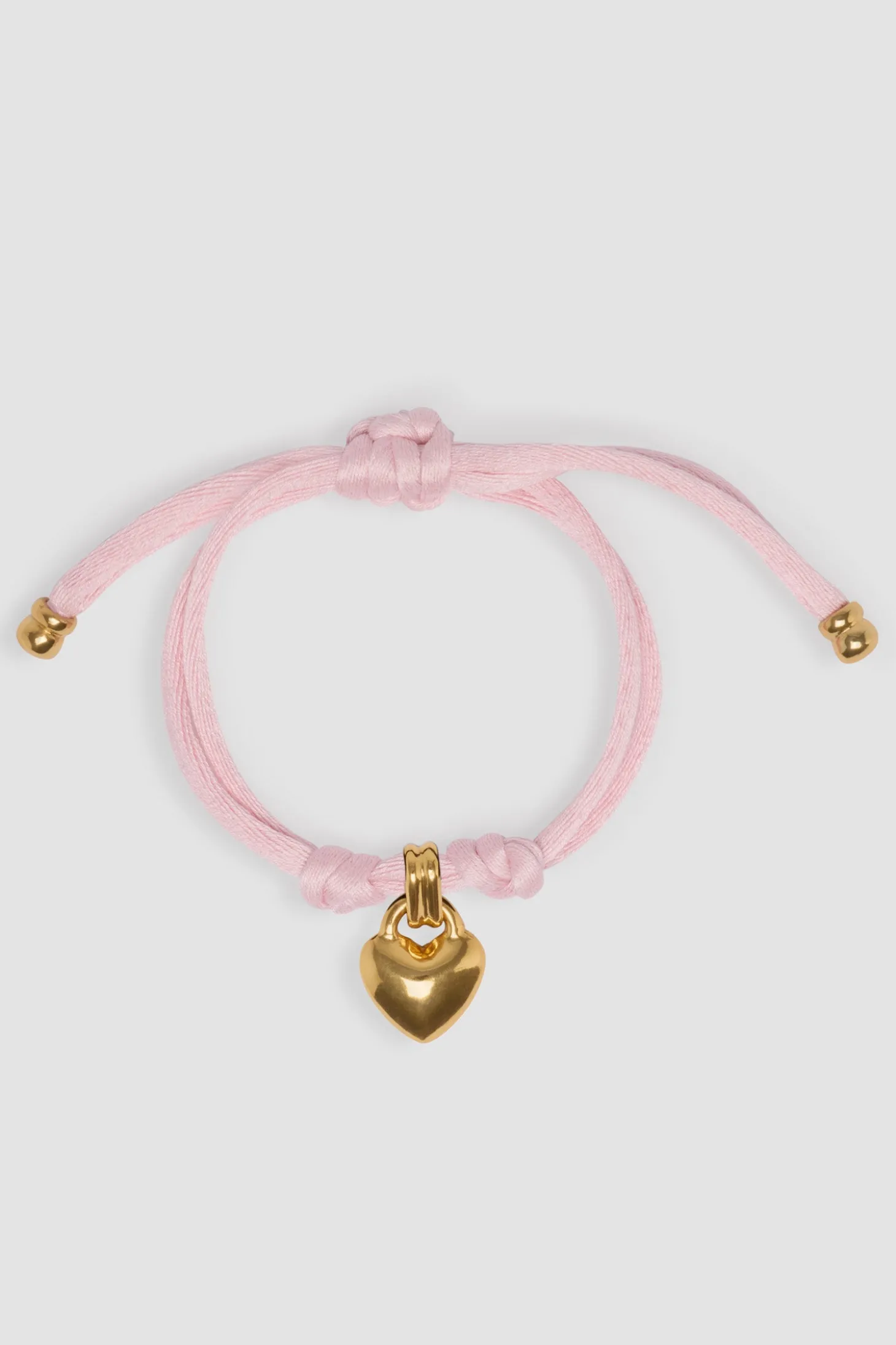 Herz-Armband aus vergoldetem Messing und Baumwolle