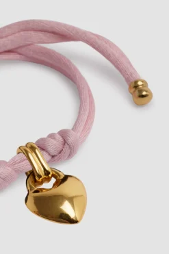 Herz-Armband aus vergoldetem Messing und Baumwolle