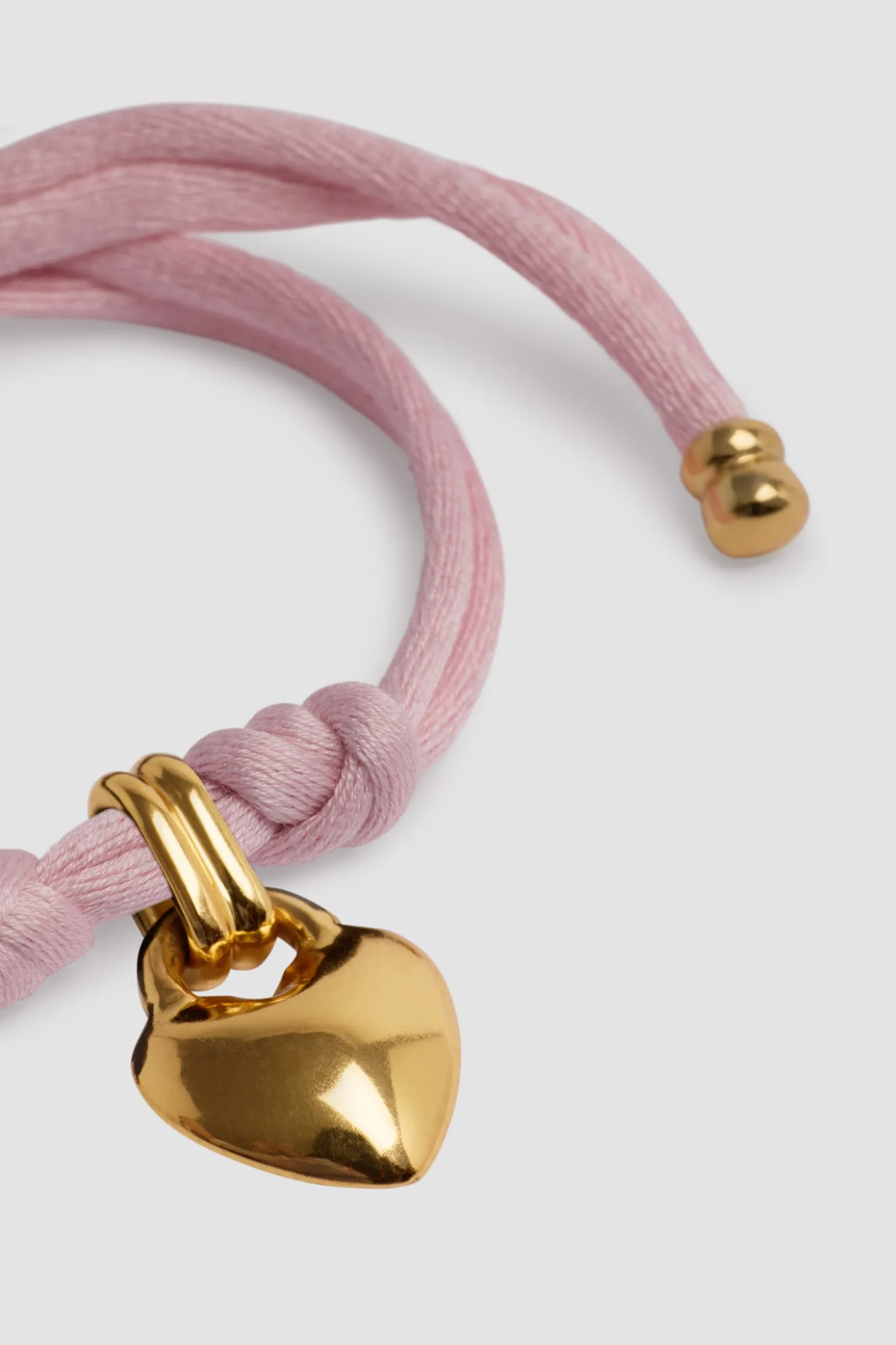 Herz-Armband aus vergoldetem Messing und Baumwolle