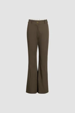 Hose mit ausgestelltem Bein aus Bio-Baumwollgabardine