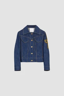 Jacke aus Denim mit gesticktem Logo
