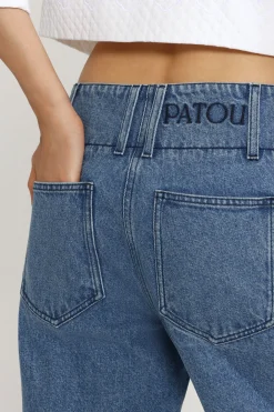 Jeans mit breiter Taille aus Baumwolldenim