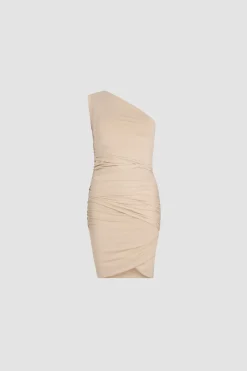 Kleid mit einer Schulter aus Bio-Stretch-Baumwolle