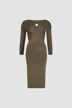 Kleid mit gewickelter Vorderseite aus Stretch-Jersey