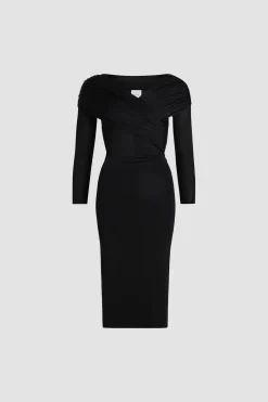 Kleid mit gewickelter Vorderseite aus Stretch-Jersey