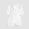 Kleid mit Rüschensaum aus recycelter Faille