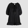 Kleid mit Rüschensaum aus recycelter Faille