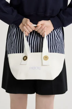 Kleiner trapezförmiger Patou Shopper mit Logo aus Baumwollcanvas