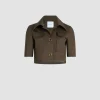 Kurze Jacke mit kurzen Ärmeln aus Bio-Baumwollgabardine