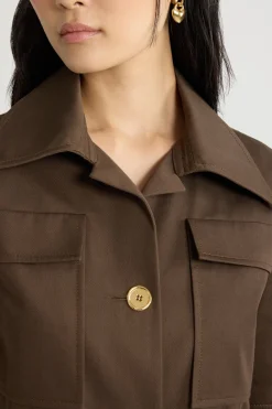 Kurze Jacke mit kurzen Ärmeln aus Bio-Baumwollgabardine