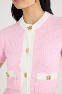 Kurzer Cardigan mit Wabenmuster aus Baumwolle.