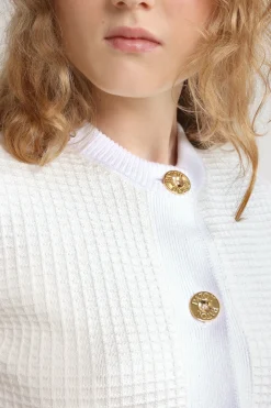 Kurzer Cardigan mit Wabenmuster aus Baumwolle.