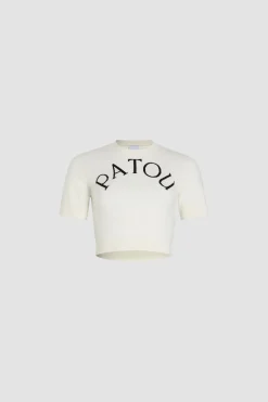 Kurzes Jacquard-Oberteil mit Patou Logo aus einer Merinowollmischung