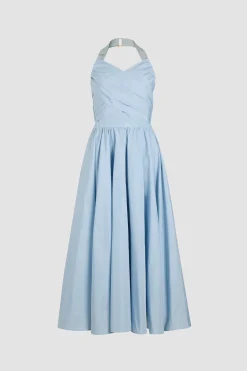 Maxikleid mit Neckholder aus recycelter Faille