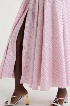 Maxikleid mit Neckholder aus bedrucktem Bio-Baumwollpopeline