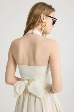 Maxikleid mit Neckholder aus recycelter Faille