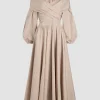 Midikleid mit gewickeltem Vorderteil aus bedrucktem Bio-Baumwollpopeli