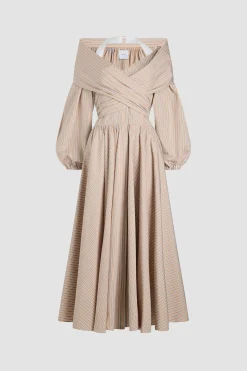 Midikleid mit gewickeltem Vorderteil aus bedrucktem Bio-Baumwollpopeli