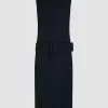 Midikleid mit Gürtel aus leichtem recyceltem Nylon