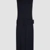 Midikleid mit Gürtel aus nachhaltigem technischem Wolltwill