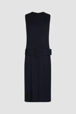 Midikleid mit Gürtel aus nachhaltigem technischem Wolltwill