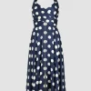 Midikleid mit Neckholder aus bedrucktem Satin