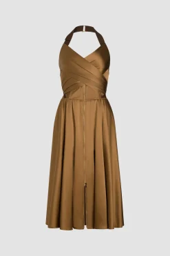 Midikleid mit Neckholder aus Satin