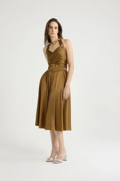 Midikleid mit Neckholder aus Satin