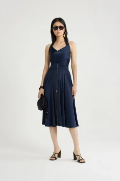 Midikleid mit Neckholder aus Satin