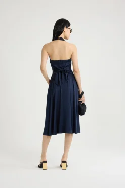 Midikleid mit Neckholder aus Satin