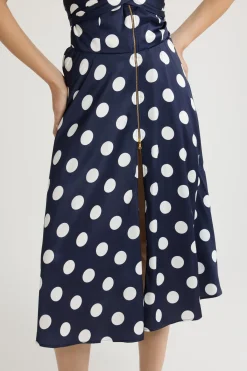 Midikleid mit Neckholder aus bedrucktem Satin