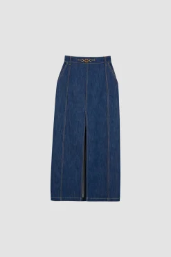 Midirock aus Bio-Baumwolldenim mit Schlitz