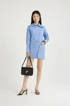 Mini-Hemdkleid aus bedrucktem Bio-Baumwollpopeline