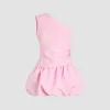 Minikleid mit einer Schulter aus recycelter Faille