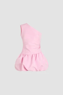 Minikleid mit einer Schulter aus recycelter Faille