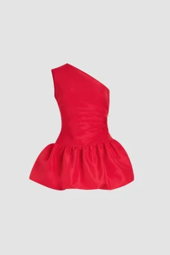 Minikleid mit einer Schulter aus recycelter Faille